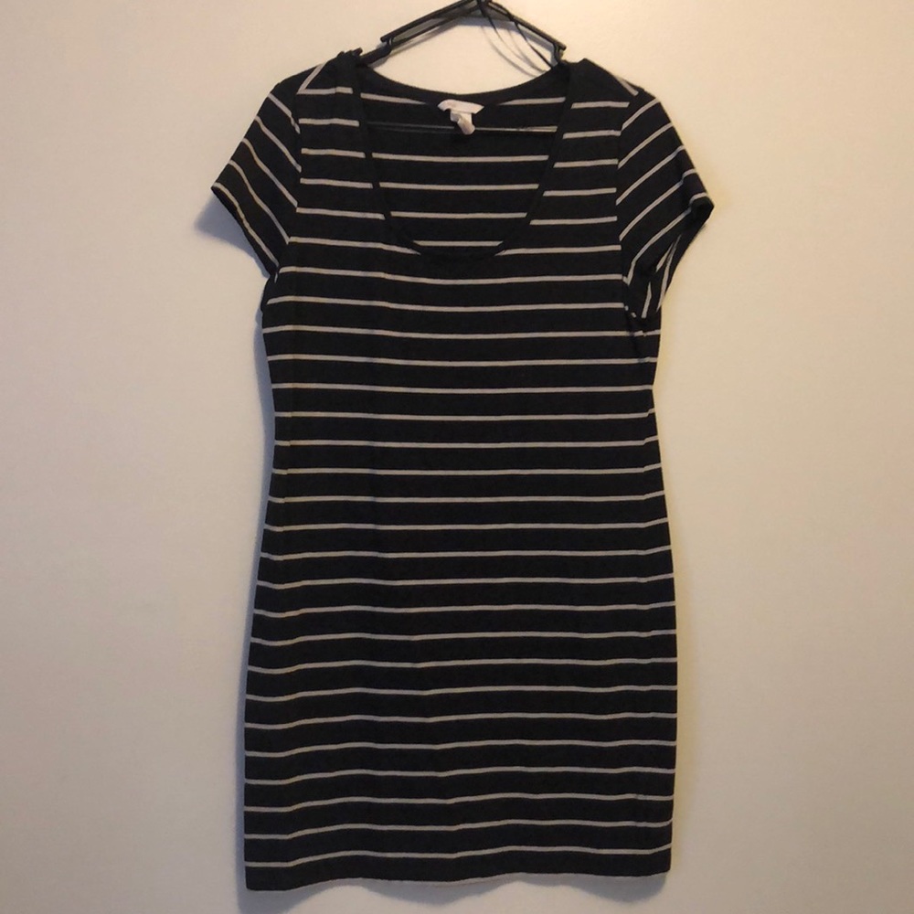 Grey and white stripes dress